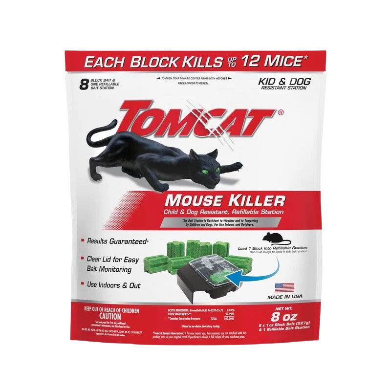 Versatile Tomcat Mouse Killer Child Dog Resistant Refillable Station 8 Refills High-Quality