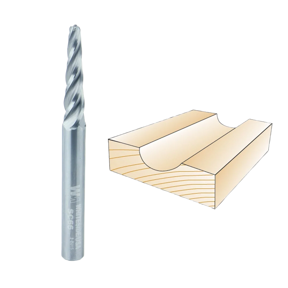 Professional Whiteside Conical Tapered CNC Router Bit 1 16 in. D x 1 32 in. R Optimized