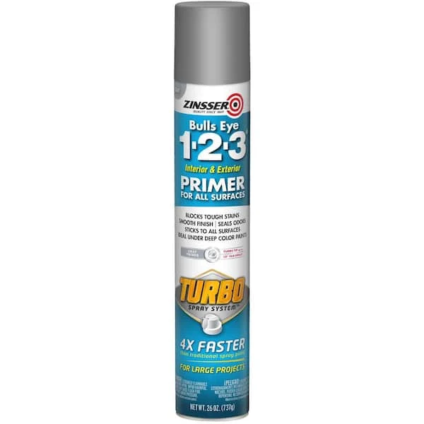 Classic Zinsser Bulls Eye Gray 1-2-3 Primer Spray 26 oz. Pure