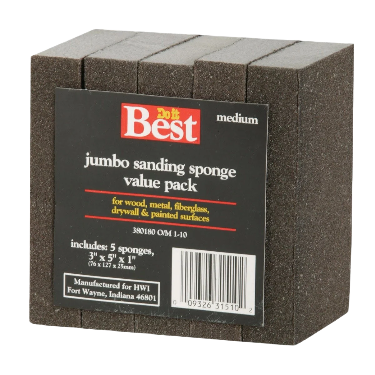 User-Friendly Do it Jumbo Fine 80-Grit All-Purpose Sanding Sponges 5-Pack Long-Lasting