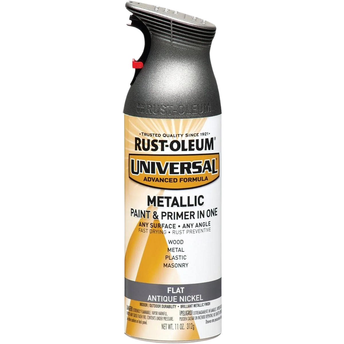 Flexible Rust-Oleum Universal Flat Antique Nickel Metallic Primer Paint Spray 11 oz. Excellent