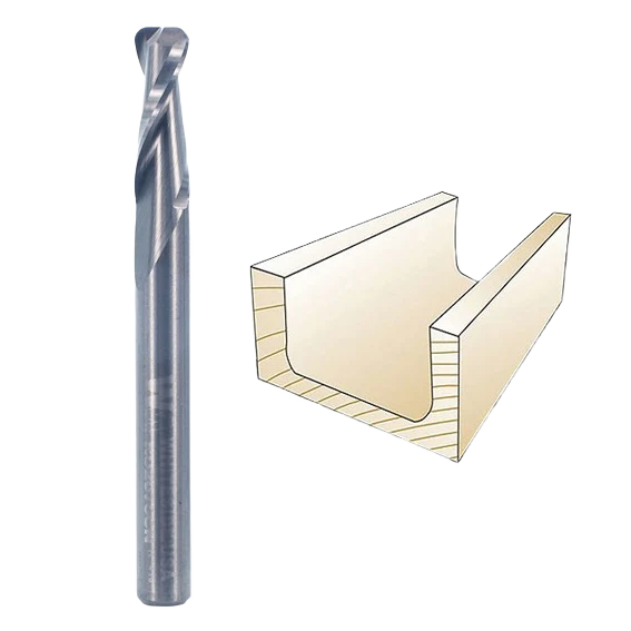 Versatile Whiteside Upcut Spiral Cove Nose CNC Router Bit 1 4 in. SH 1 4 in. D x 1 16 in. R Smooth
