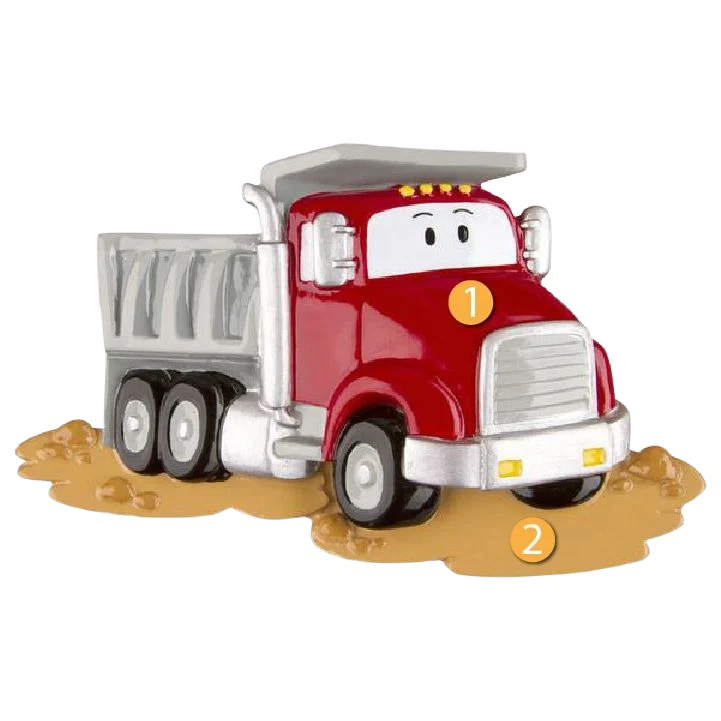 High-End PolarX Personalized Child Dumptruck Ornament Solid