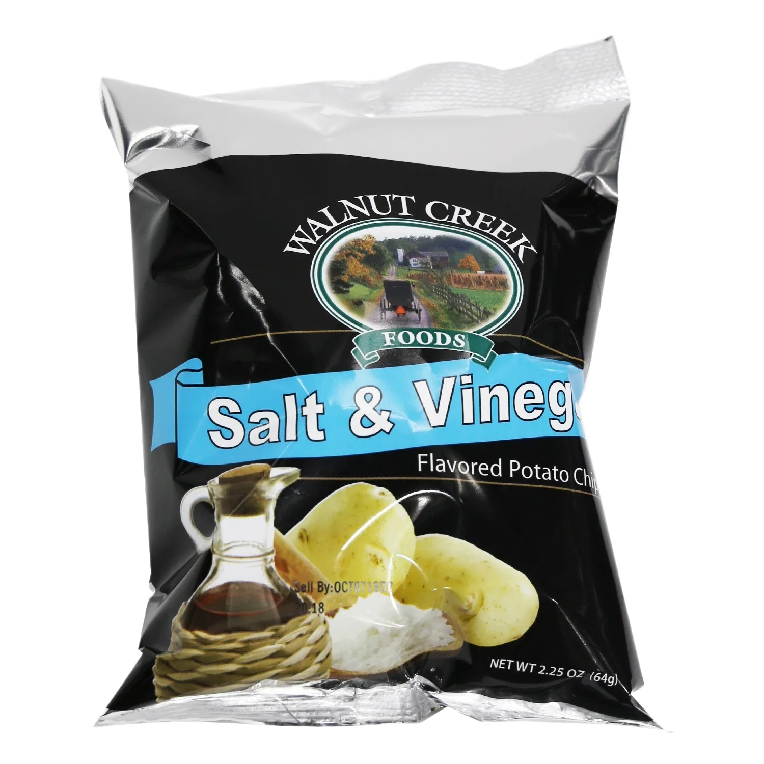 Long-Lasting Walnut Creek Salt and Vinegar Potato Chips 2.25 oz. Green
