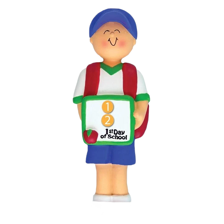 Minimalist Ornament Central Personalized Male First Day of School Ornament Lightweight