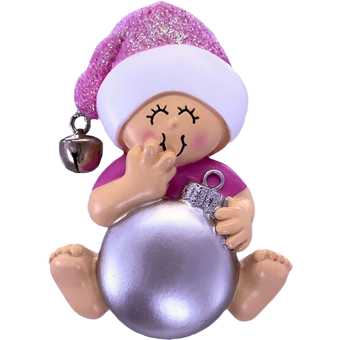 Certified Ornament Central Personalized Pink Baby with Bulb Ornament Soft