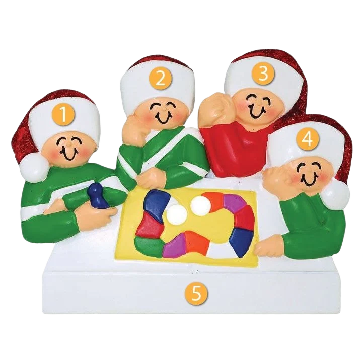 Practical Ornament Central Personalized Family Game Night with 4 People Ornament Functional