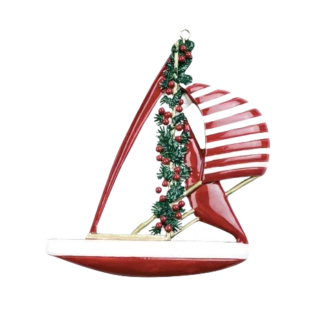 Relaxed Rudolph Me Personalized Red Festive Sailboat Ornament Quality