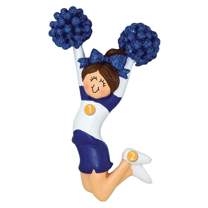 Flexible Ornament Central Personalized Brunette Female Cheerleader In Blue Ornament Natural