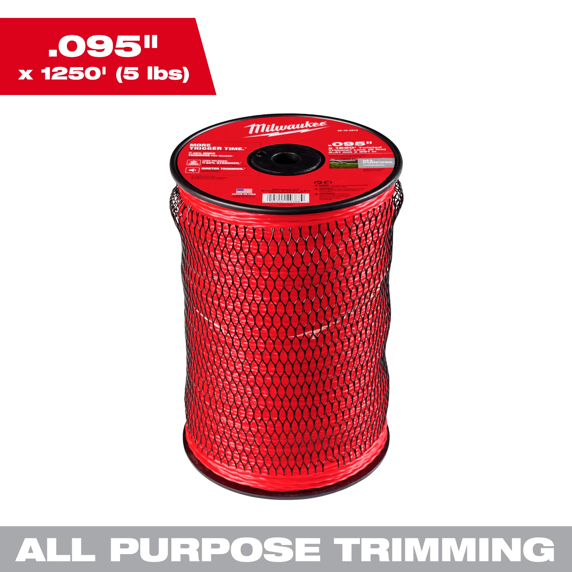 Responsible Milwaukee .095 x 1250' 5 lbs. Twisted Trimmer Line Breathable