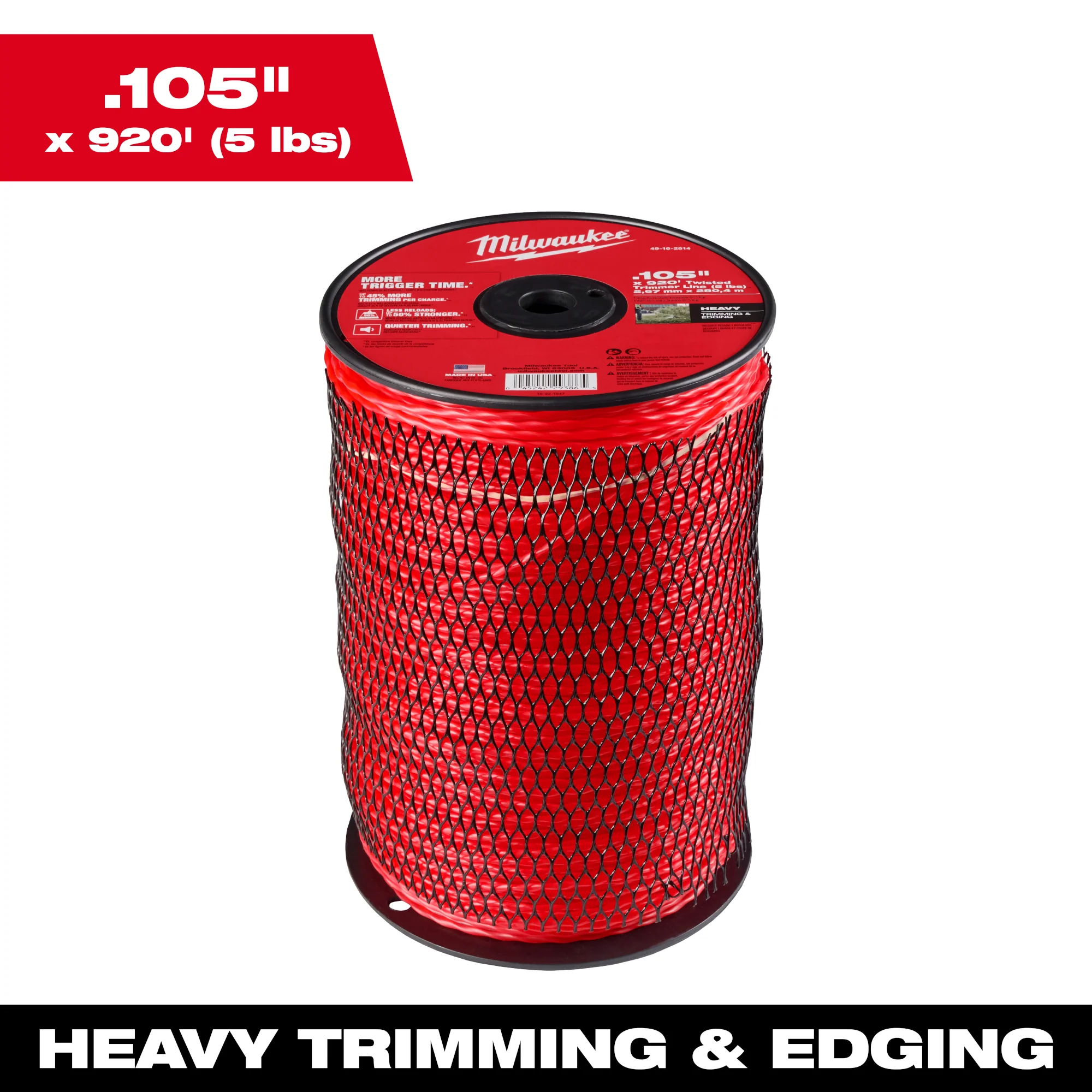 Solid Milwaukee .105 x 920' 5 lbs. Twisted Trimmer Line Smooth