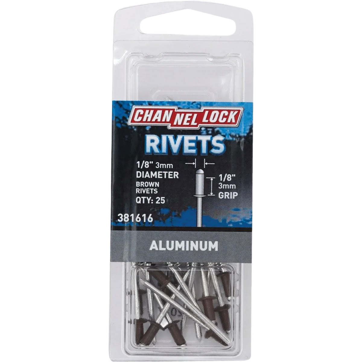 Versatile Channellock 1 8 In x 1 8 In Brown Aluminum Pop Rivets 25-Pack Safe