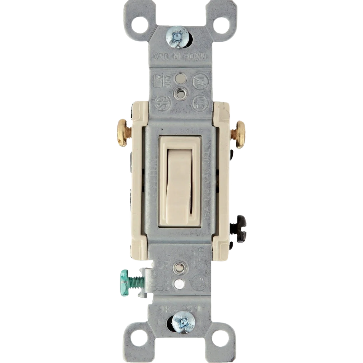 Lightweight Leviton Quiet Grounded Toggle Almond 15A 3-Way Switch Convenient