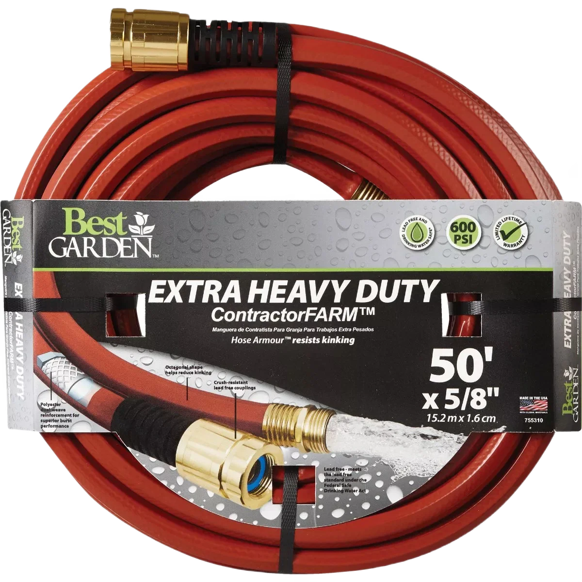 Genuine Garden 5 8 Dia. x 50' L. Drinking Water Safe Contractor Hose Unique