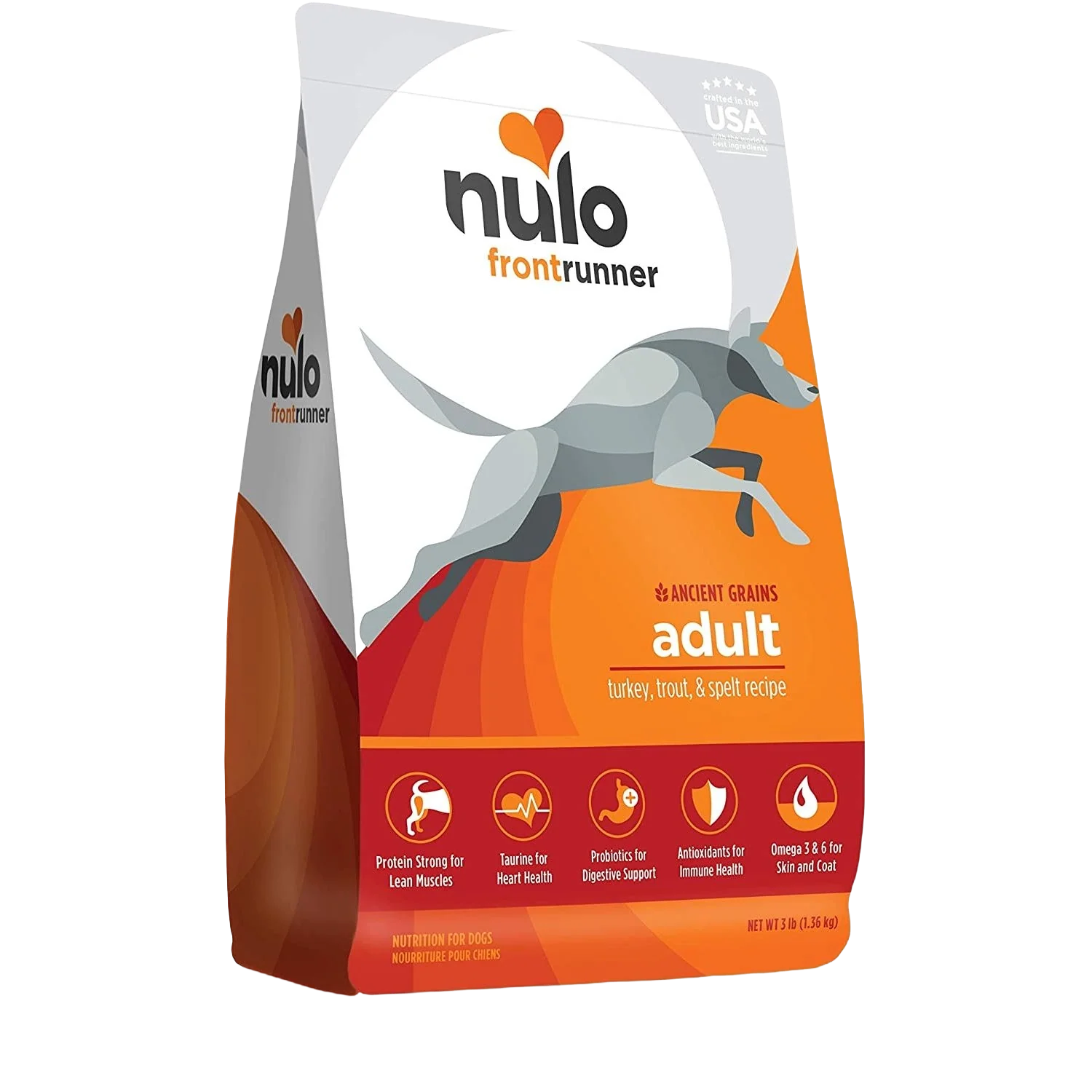 Modern Nulo Frontrunner Turkey Trout Spelt Recipe Dry Adult Dog Food 3 lb. Official