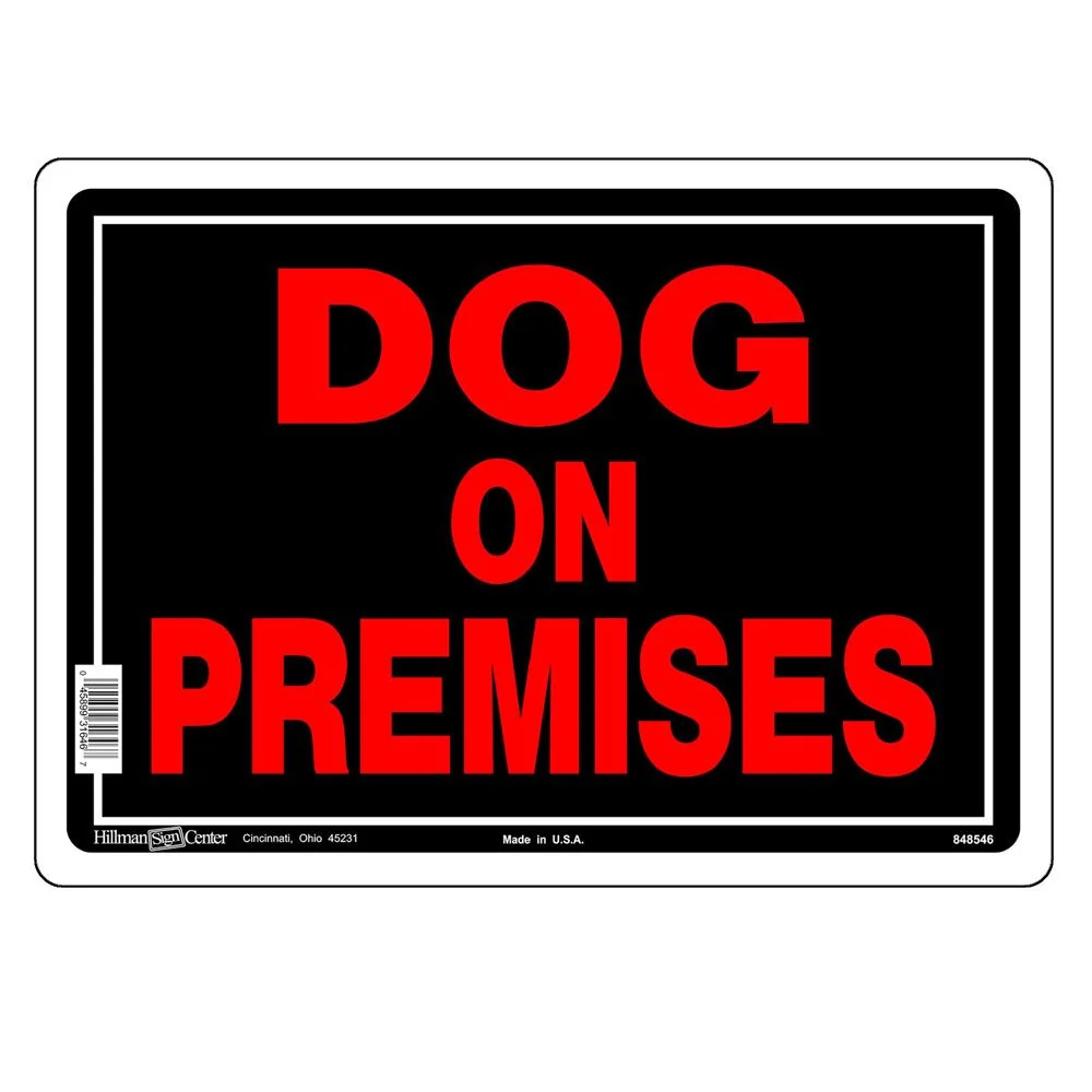 User-Friendly Hillman Red Black Aluminum Dog On Premises Sign 10 in. x 14 in. Easy-to-Use