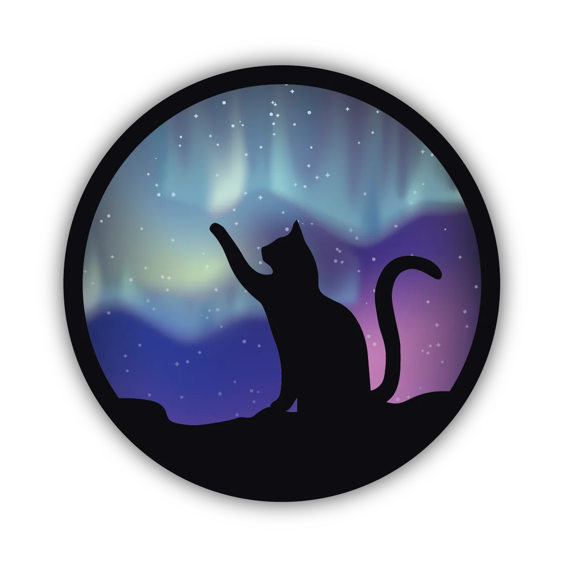 First-Class Stickers Northwest Northern Lights Cat Sticker Superior
