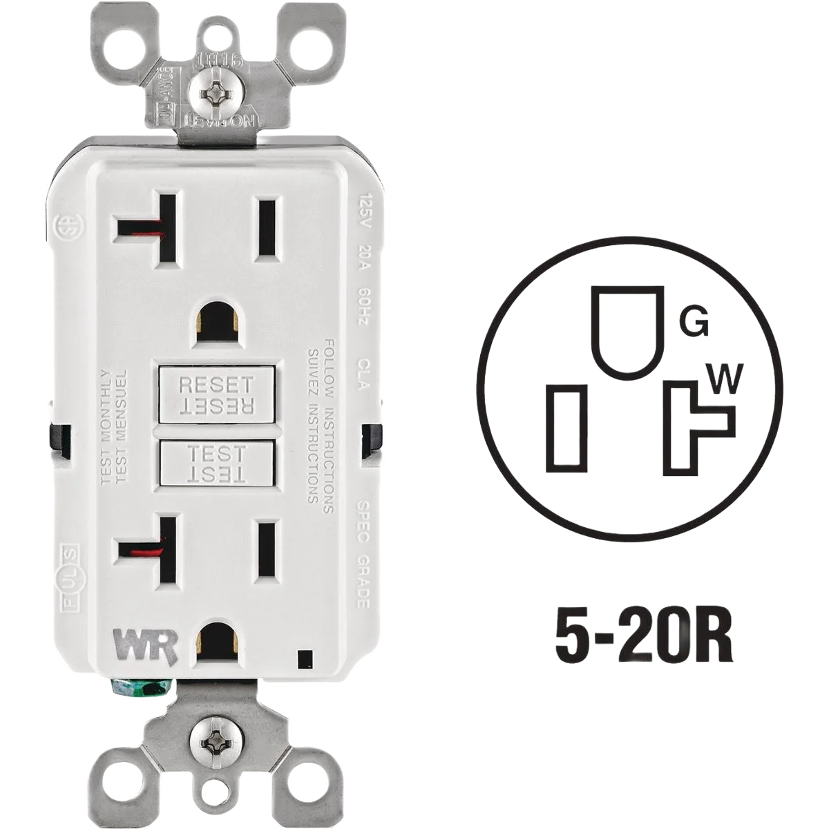 Fine Crafted Leviton SmartlockPro Self-Test 20 Amp White Residential Grade GFCI Outlet Top-Quality