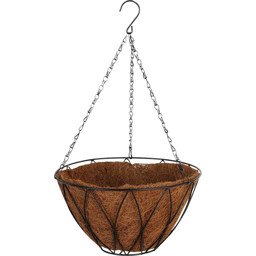 Reusable Garden 12 Steel Rod Black Powder Coat Contemporary Hanging Plant Basket Relaxed