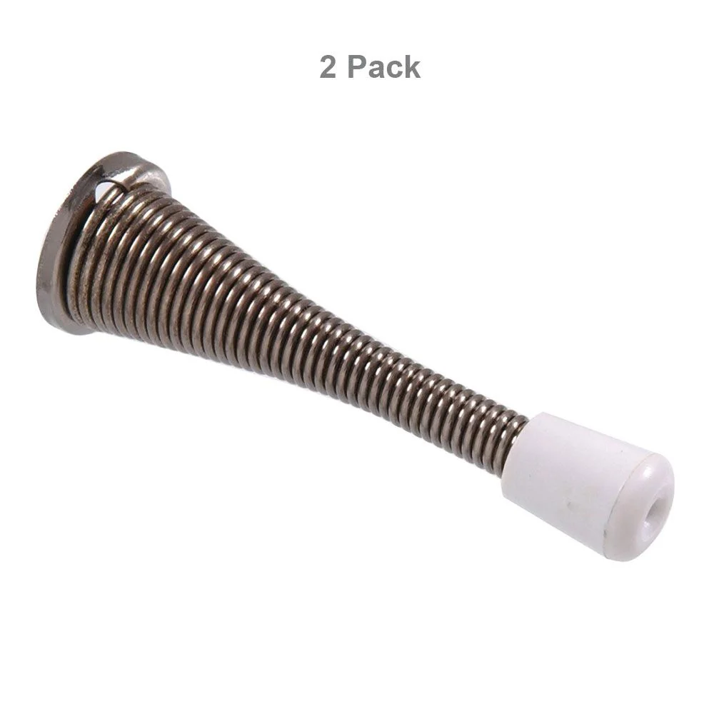 Convenient Hillman Pewter Spring Door Stop with Broad Base 3 in. Trendy