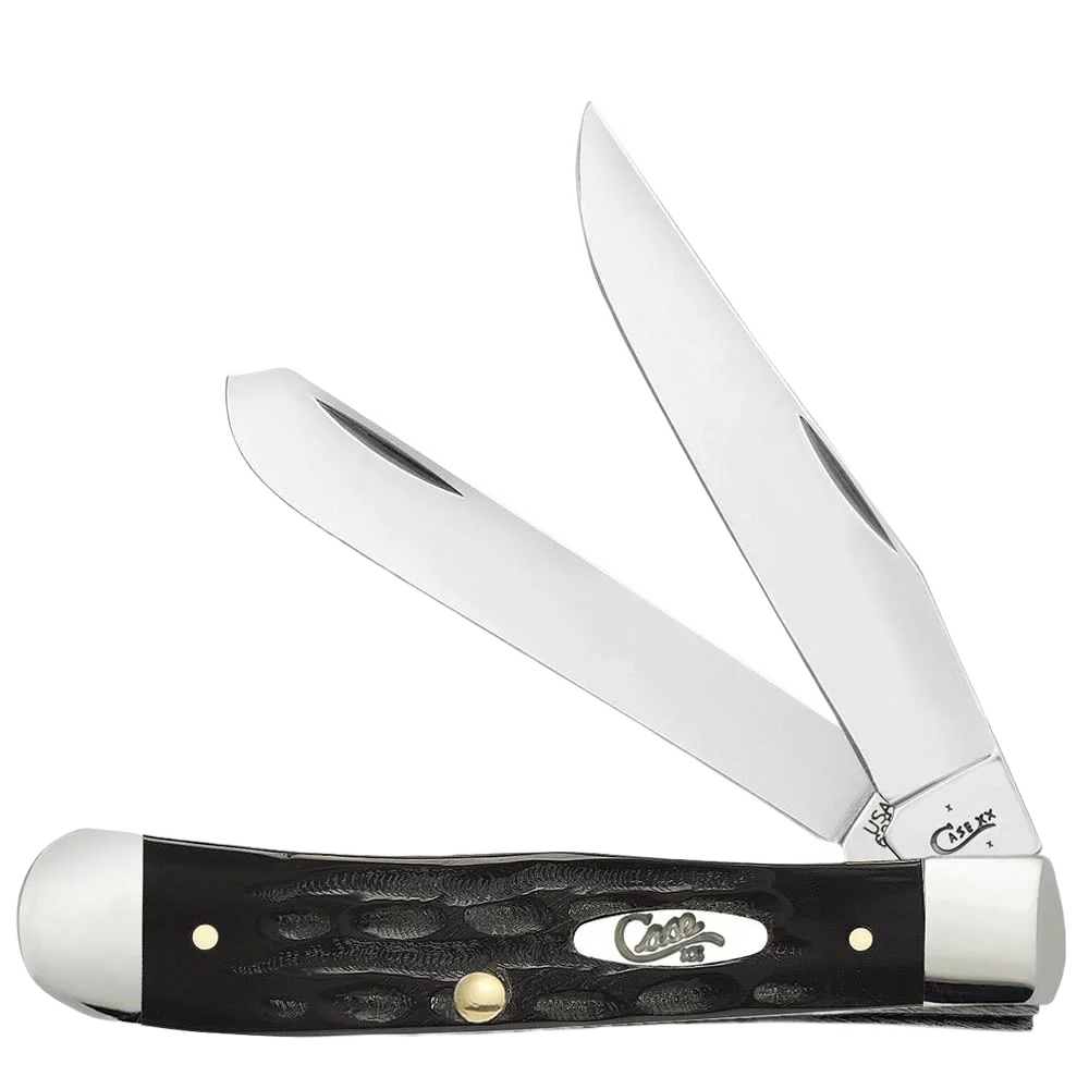 Practical Case Jigged Buffalo Horn Trapper Knife Excellent