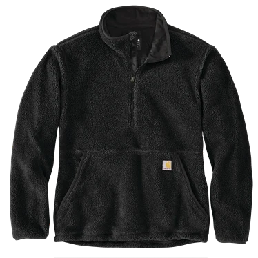 Green Carhartt Men's Small Black Loose Fit Fleece Quarter Zip Pullover Durable