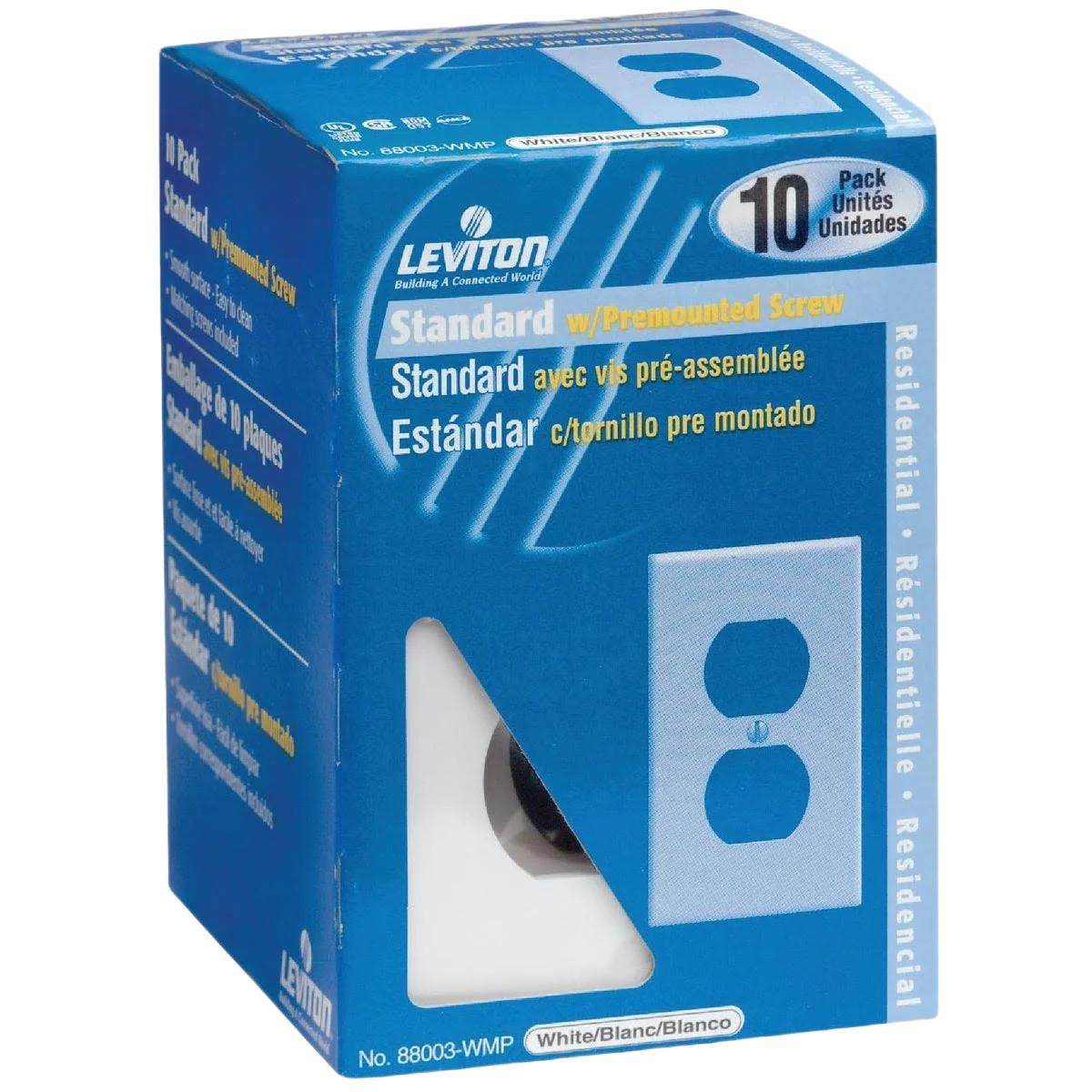 Safe Leviton 1-Gang Smooth Plastic Outlet Wall Plate White 10-Pack Secure
