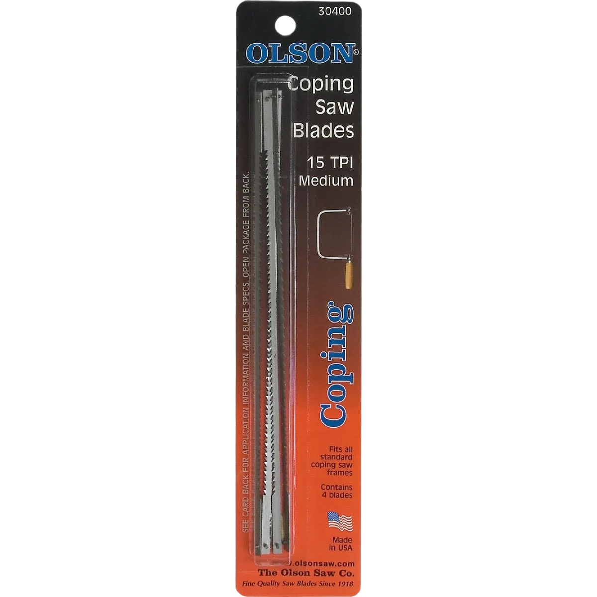 Solid Olson 6-1 2 in. x 15 TPI Med Coping Saw Blades 4-Pack Fast