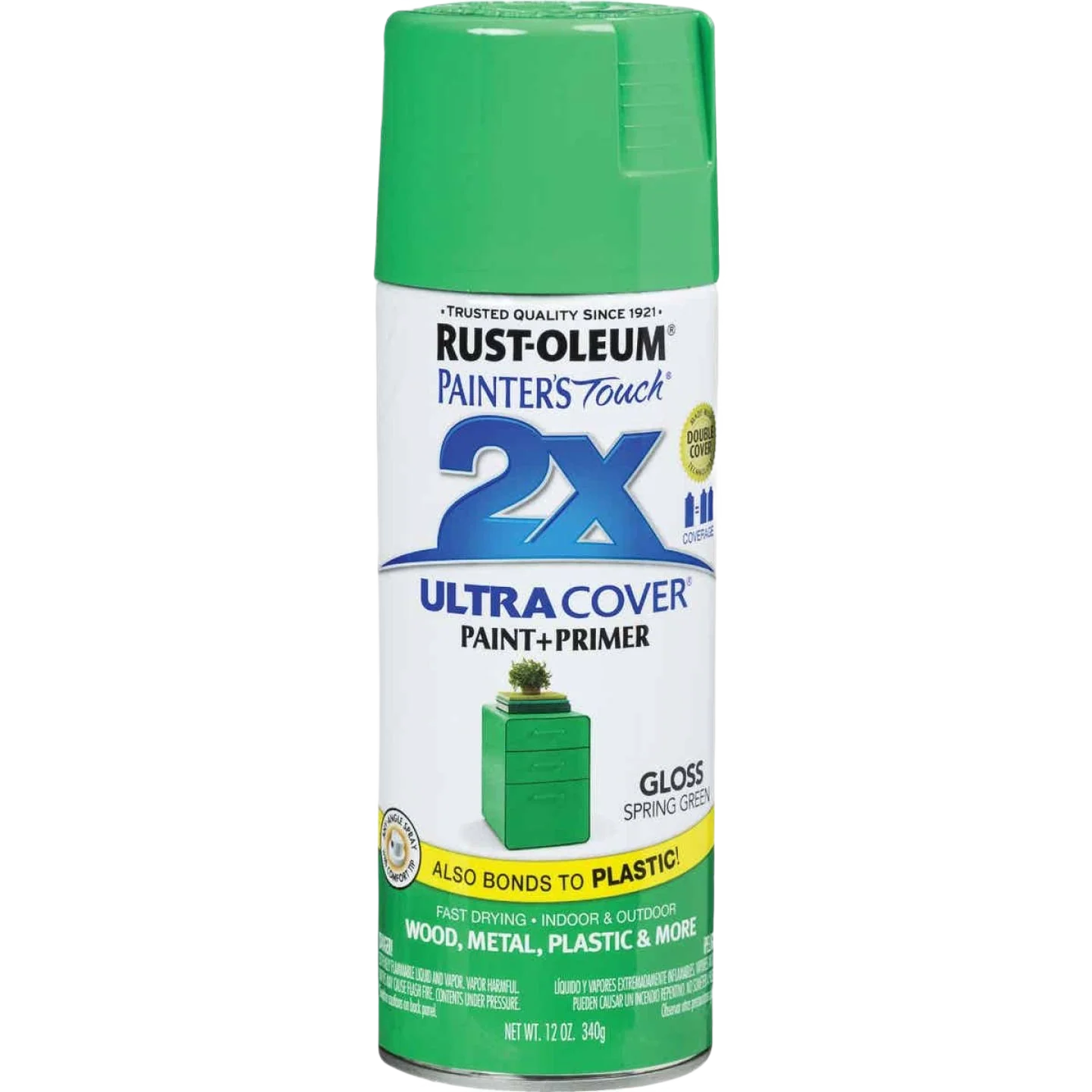 Convenient Rust-Oleum Painters' Touch 2X Spring Green Gloss Spray Paint Primer 12 oz. Easy-to-Use