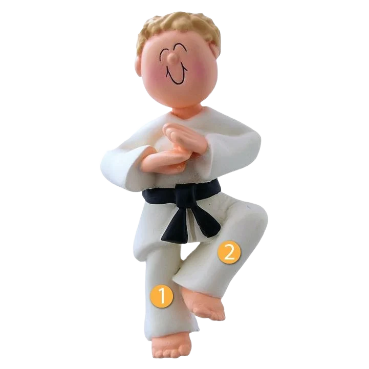 Secure Ornament Central Personalized Blonde Male Karate Ornament Elegant