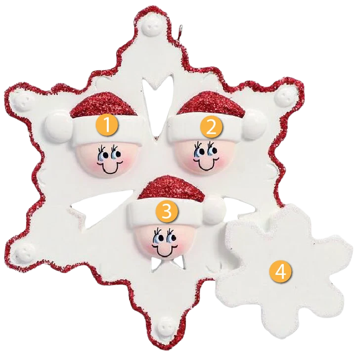 Original Rudolph Me Personalized Snowflake Family of 3 Ornament Recyclable