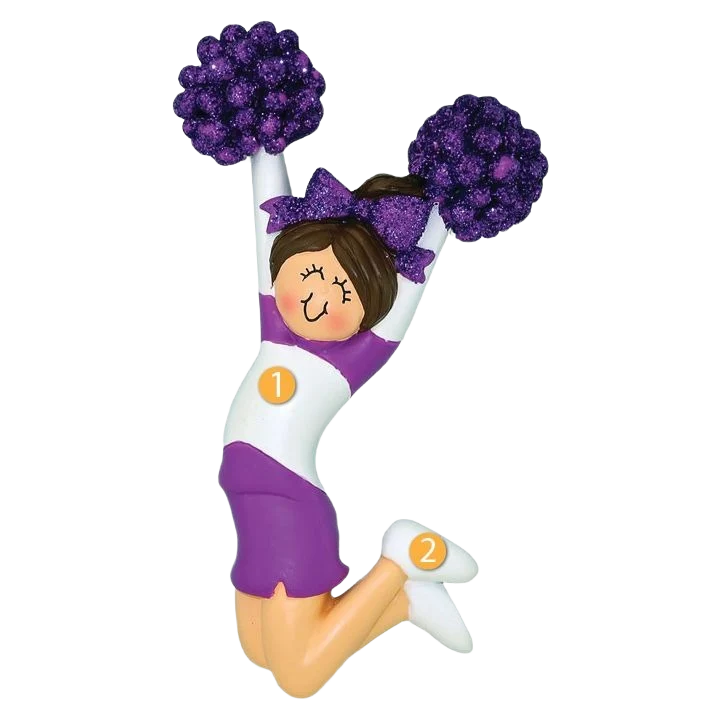 Efficient Ornament Central Personalized Brunette Female Cheerleader In Purple Ornament Exceptional