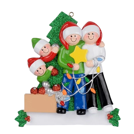 Top-Quality Rudolph Me Personalized Family of Four Decorating Ornament Relaxed