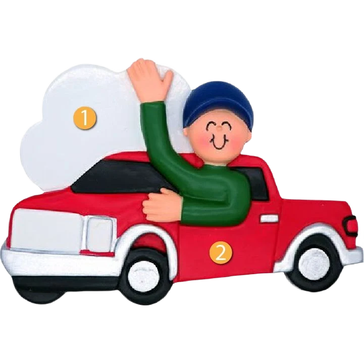 Innovative Ornament Central Personalized Male in Red Truck Ornament Convenient