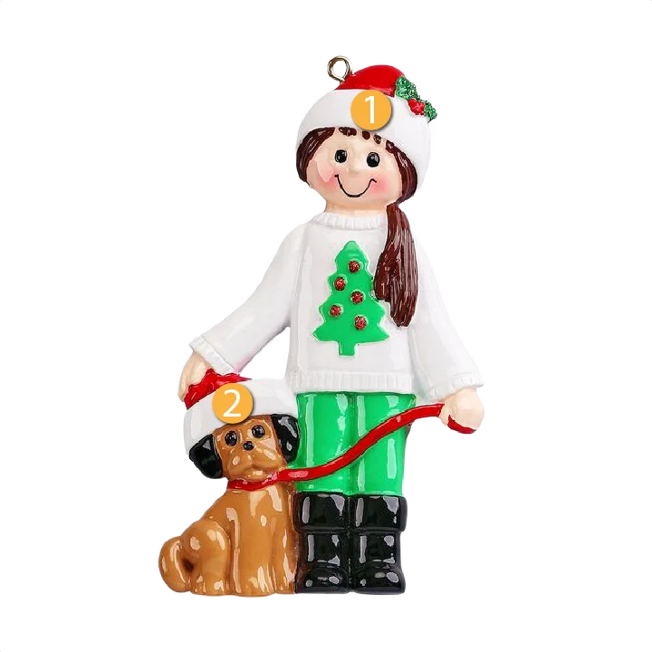 Crafted Rudolph Me Personalized Girl with Dog Ornament High-Quality