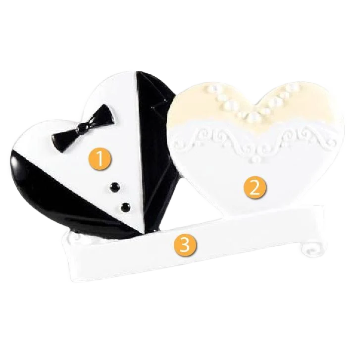 Unique PolarX Personalized Bride Groom Heart Ornament Casual