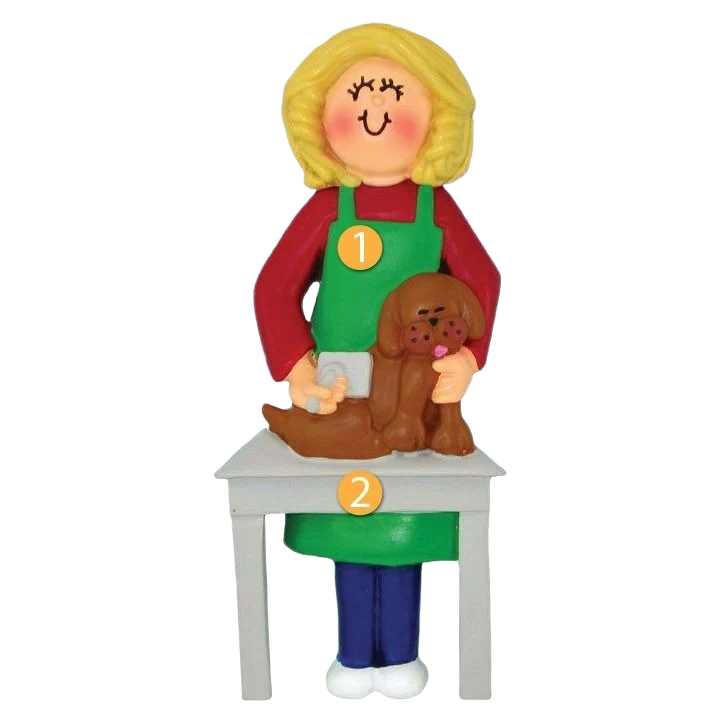 Secure Ornament Central Personalized Blonde Female Dog Groomer Ornament Innovative