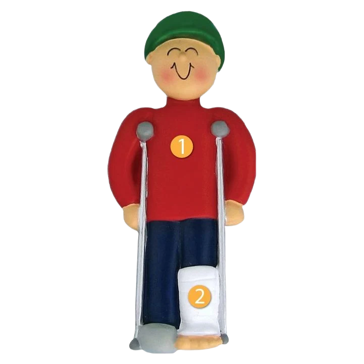 Trusted Ornament Central Personalized Male on Crutches Ornament Quality