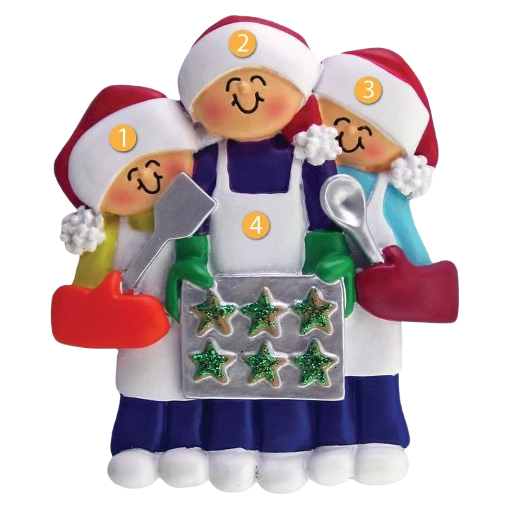 Safe Ornament Central Personalized 3 People Baking Cookies Ornament Convenient