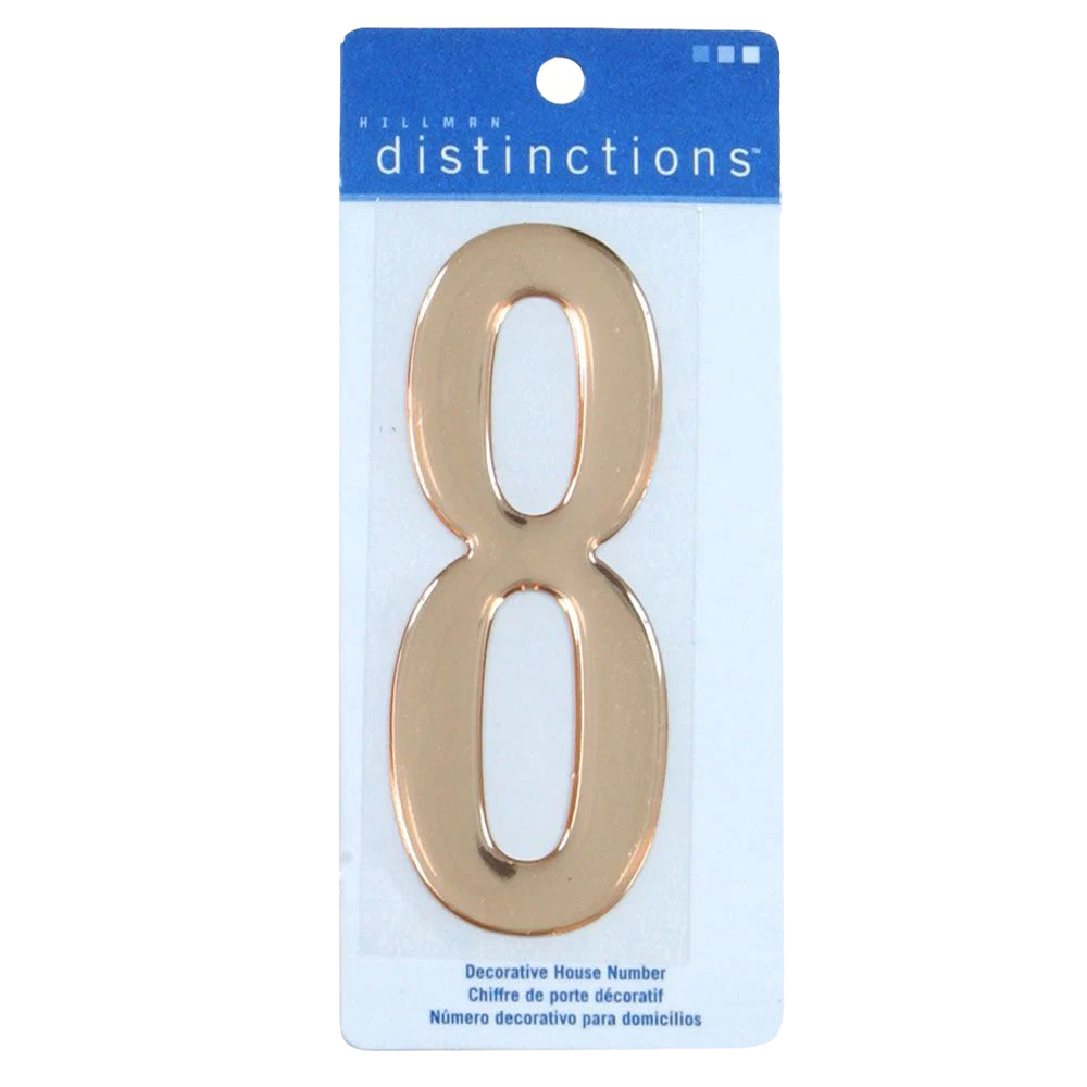 Luxury Hillman 4-In. Gold Decorative Self-Adhesive Domed House Number 8 Relaxed