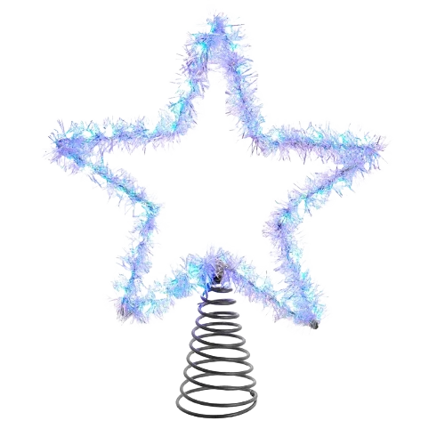 Contemporary Kurt S. Adler Cool White Silver Tinsel Star Treetop 12.2 in. Selected
