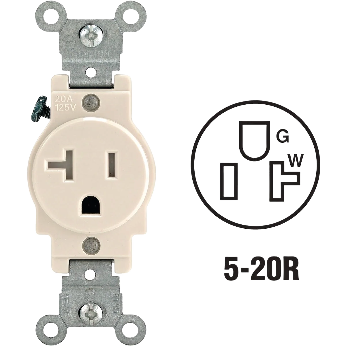 Recyclable Leviton 20 Amp Light Almond Commercial Grade Tamper Resistant Single Outlet Comfortable