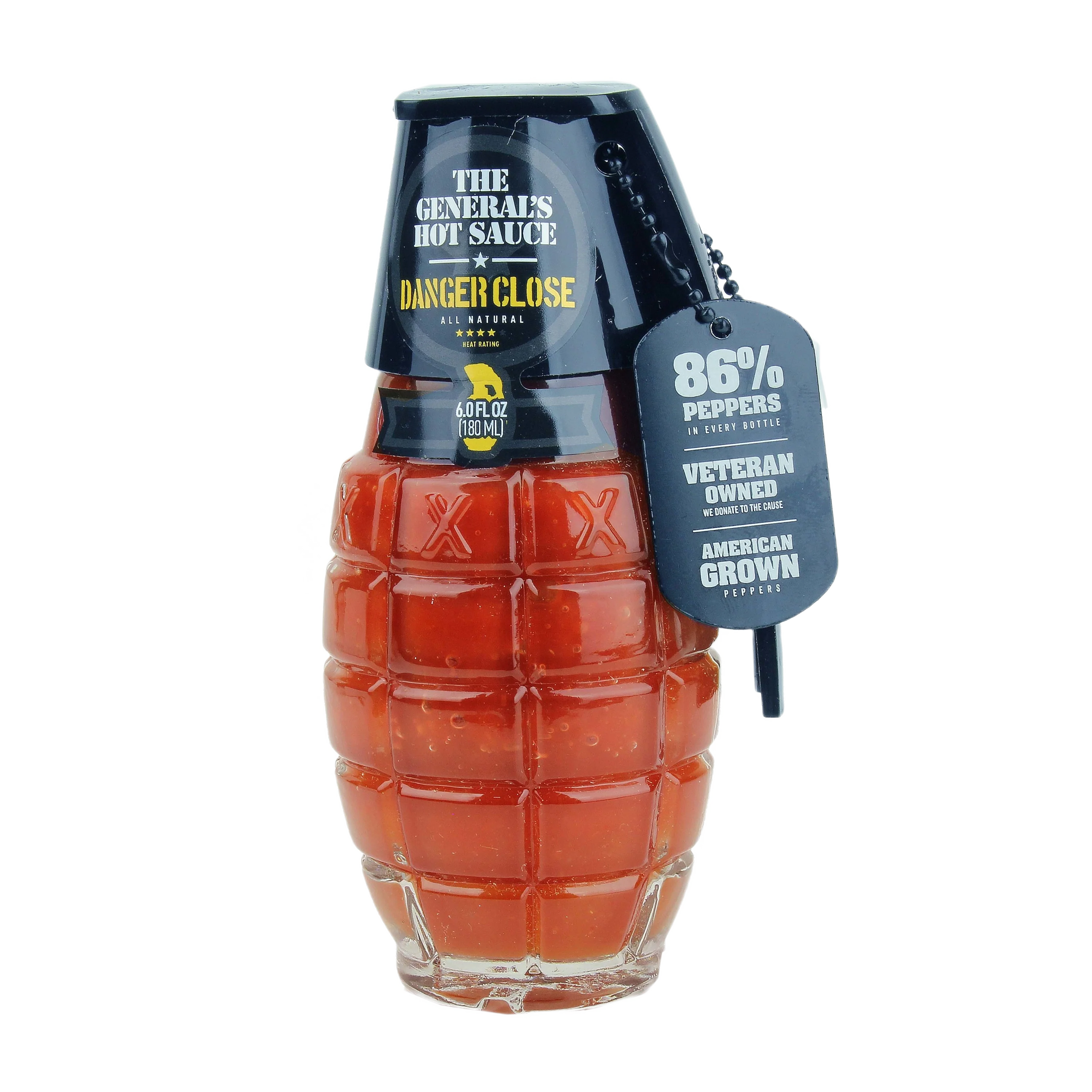 World-Class The General's Danger Close All-Natural Hot Sauce Grenade Bottle 6 oz. Innovative