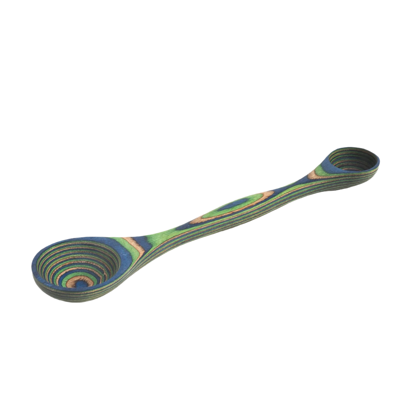 Fine Crafted Island Bamboo Pakka Wood Peacock Double Measuring Spoon Selected