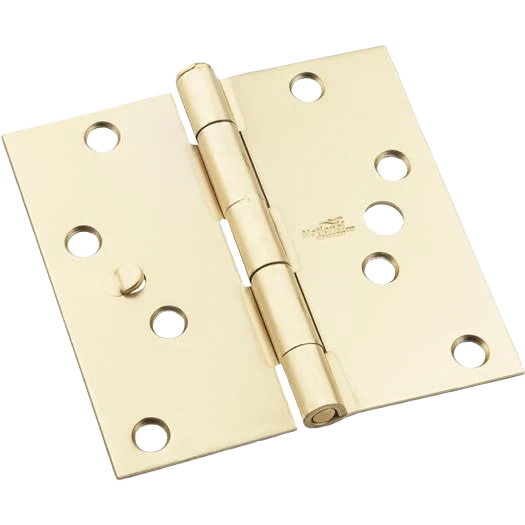Classic National Hardware 4 Satin Brass Square Door Hinge 3-Pack Detailed