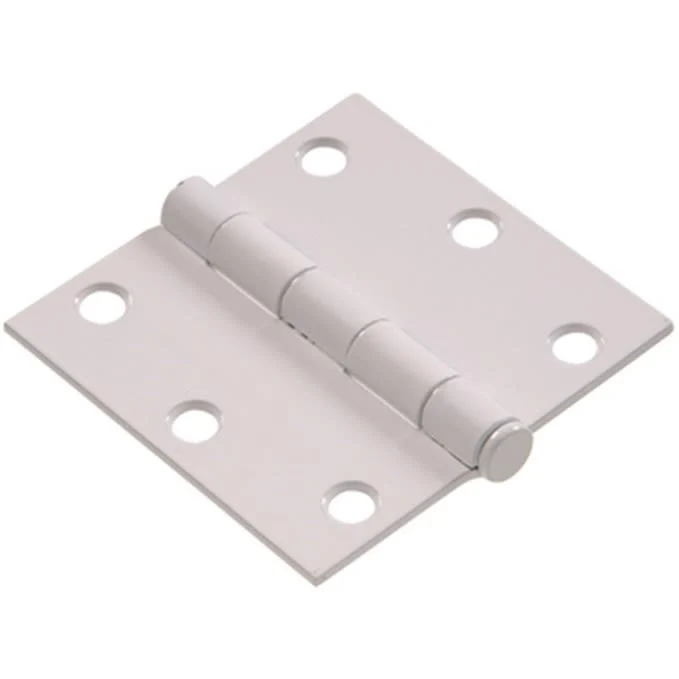 Effective Hillman 3 White Square Corner Residential Door Hinge w Removable Pin Prestigious