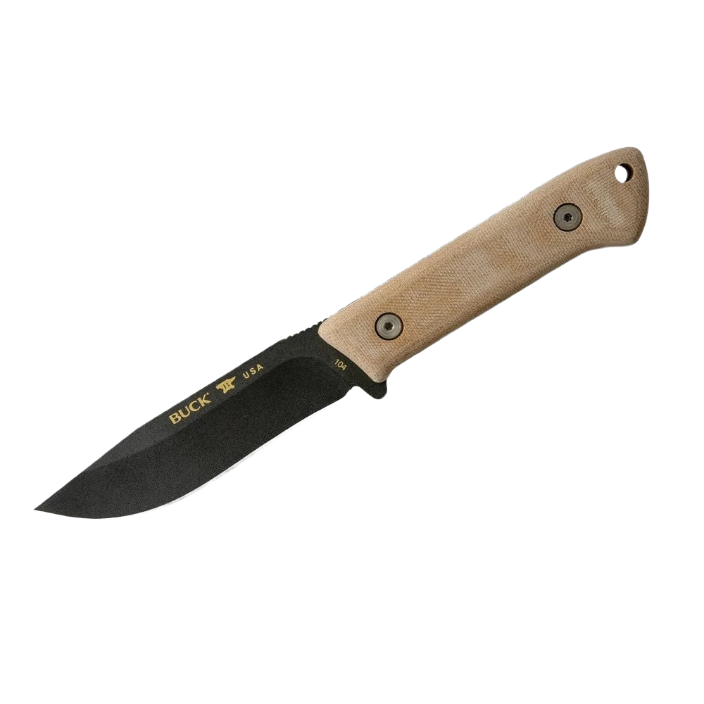 Functional Buck Knives Natural Canvas Micarta Compadre Camp Knife User-Friendly