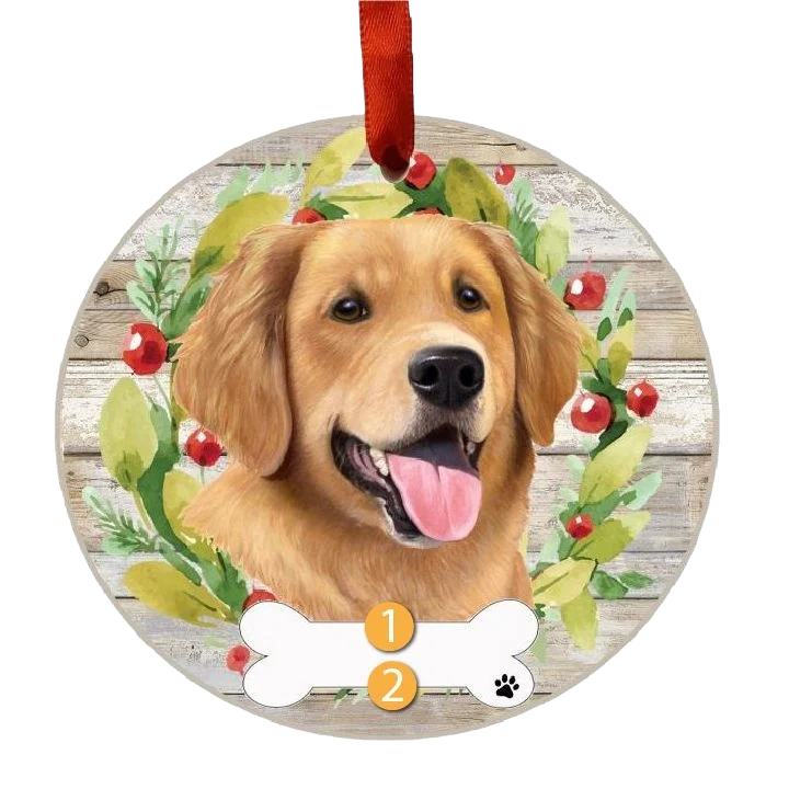 Comfortable E S Pets Personalized Golden Retriever Face Wreath Ornament Proven