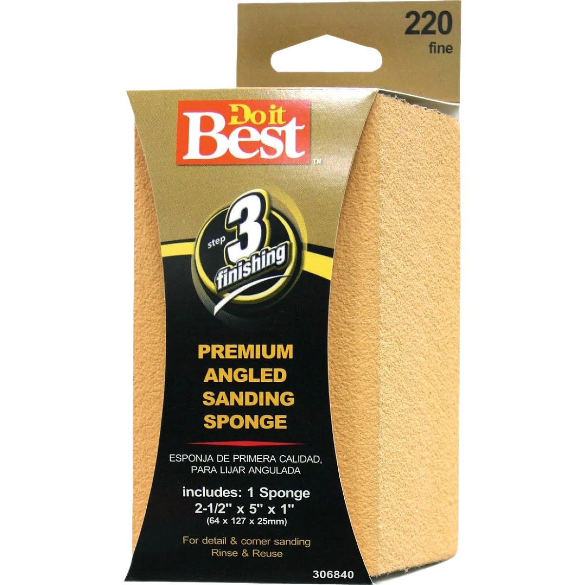 Genuine Do it Angled Fine 220-Grit Sanding Sponge High-Quality