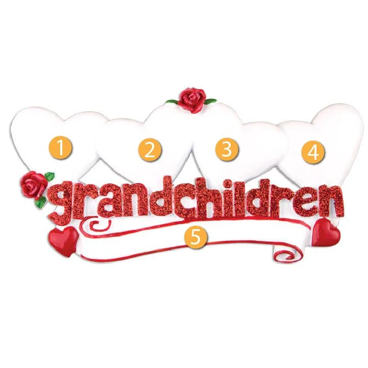 Clean PolarX Personalized Grandchildren with Four Hearts Ornament Sophisticated